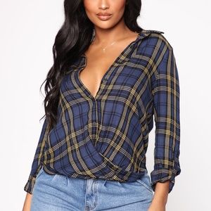 Fashion Nova 'As If' Plaid Shirt Brand New